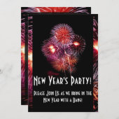 Uitnodiging van Black Fireworks New Years Party (Voorkant / Achterkant)