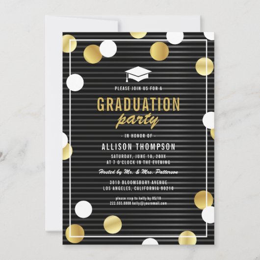Uitnodiging van Black Gold Graduation Party (Voorkant)