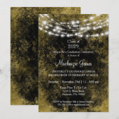 Uitnodiging van Black Gold Lights Graduation Party (Voorkant / Achterkant)