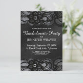 Uitnodiging van Black Lace en Satin Bachelorette (Staand voorkant)