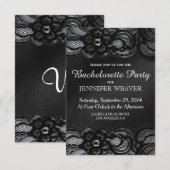 Uitnodiging van Black Lace en Satin Bachelorette (Voorkant / Achterkant)