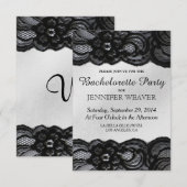 Uitnodiging van Black Lace en Satin Bachelorette (Voorkant / Achterkant)