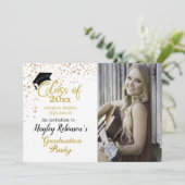 Uitnodiging van Black Pet Photo Graduparty (Staand voorkant)