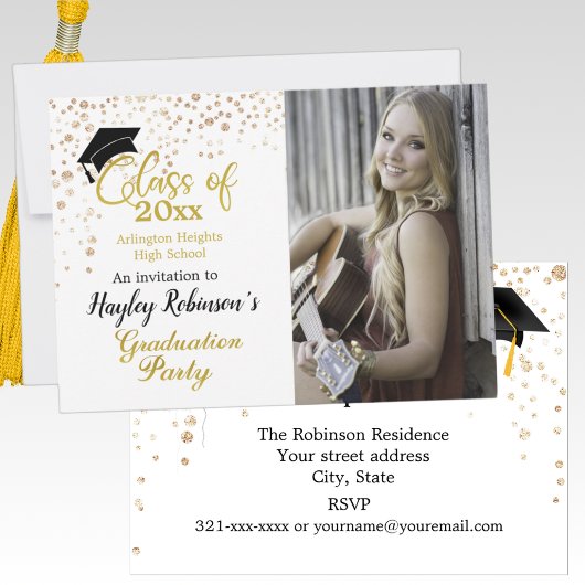 Uitnodiging van Black Pet Photo Graduparty