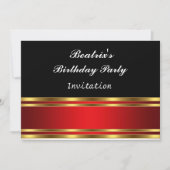 Uitnodiging van Black Red en Gold Birthday (Voorkant)