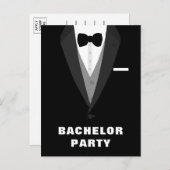 Uitnodiging van Black Tuxedo Bachelor Party (Voorkant / Achterkant)
