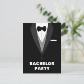 Uitnodiging van Black Tuxedo Bachelor Party (Staand voorkant)