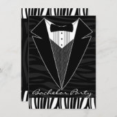 Uitnodiging van Black Tuxedo Bachelor Party (Voorkant / Achterkant)