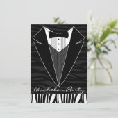 Uitnodiging van Black Tuxedo Bachelor Party (Staand voorkant)