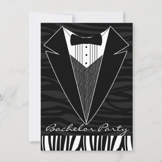 Uitnodiging van Black Tuxedo Bachelor Party (Voorkant)