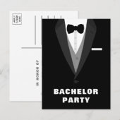 Uitnodiging van Black Tuxedo Bachelor Party Briefkaart (Voorkant / Achterkant)