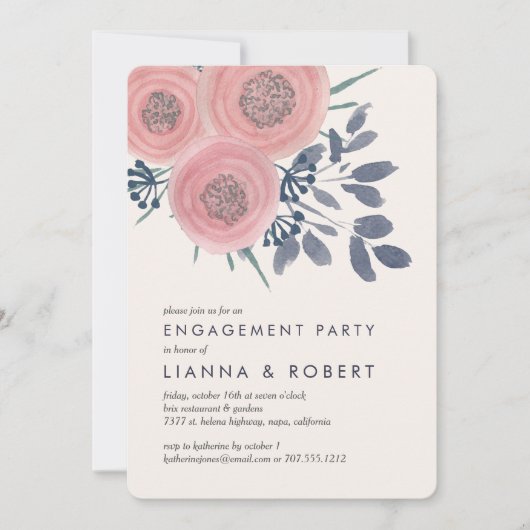 Uitnodiging van Blush Poppies Engagement Party (Voorkant)