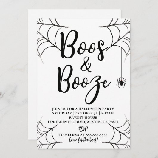 Uitnodiging van Boos & Booze Halloween Party (Voorkant / Achterkant)