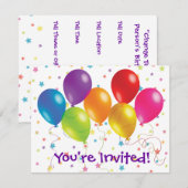 Uitnodiging van Bright en Cheery Birthday (Voorkant / Achterkant)