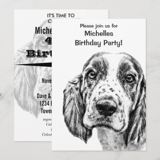 uitnodiging van Brittany Spaniel Birthday (Voorkant / Achterkant)