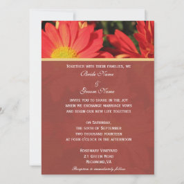 Uitnodiging van bruid en bruom. Daisy bloemen