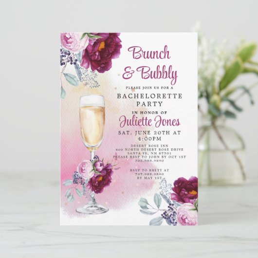 Uitnodiging van Brunch en Bachelorette (Staand voorkant)