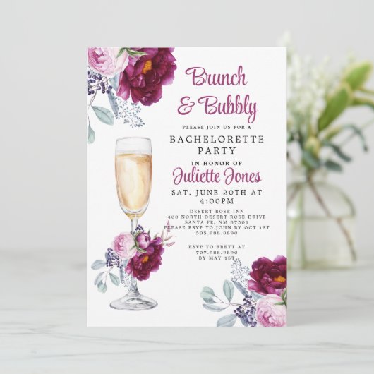 Uitnodiging van Brunch en Bachelorette (Staand voorkant)