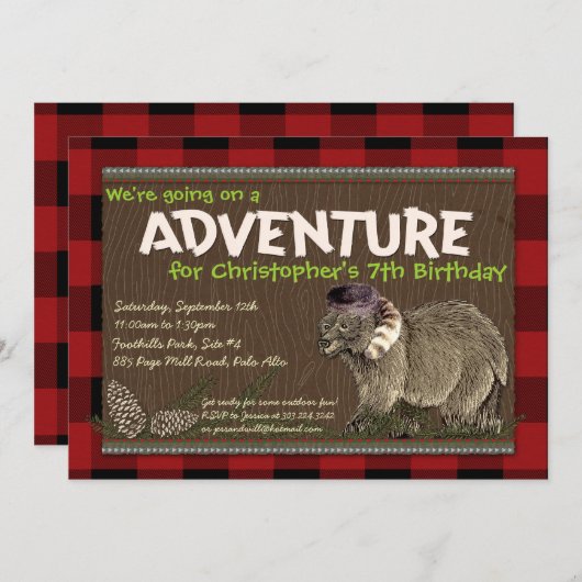 Uitnodiging van buitenavontuurpartijen (Voorkant / Achterkant)