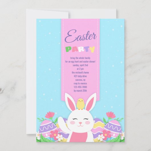 Uitnodiging van Bunny's paasfeest (Voorkant)