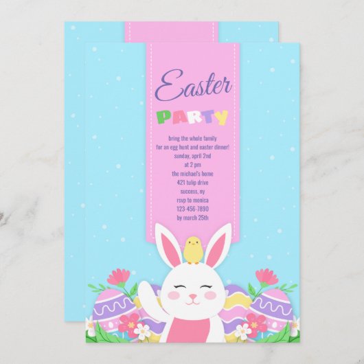 Uitnodiging van Bunny's paasfeest (Voorkant / Achterkant)