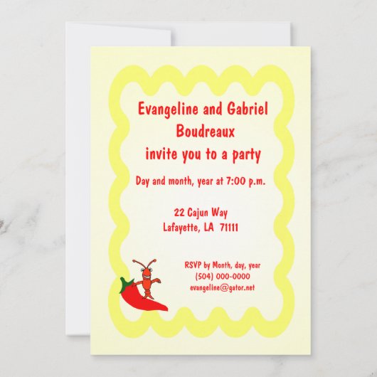 Uitnodiging van Cajun Thmet partij (Achterkant)