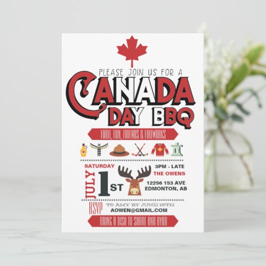 Uitnodiging van Canada Day BBQ Party (Staand voorkant)