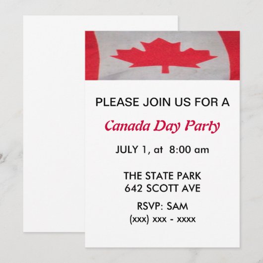 Uitnodiging van Canada Day Party (Voorkant / Achterkant)