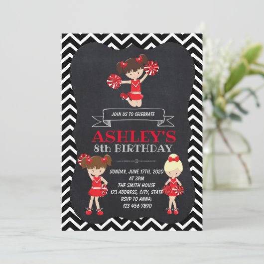 Uitnodiging van Cheerleader (Staand voorkant)