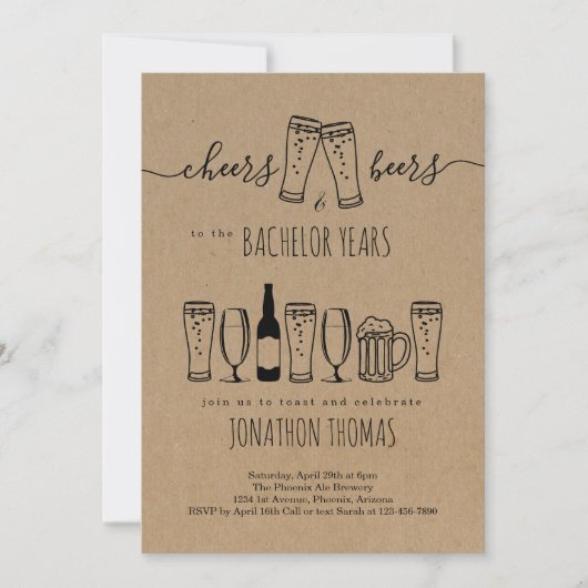 Uitnodiging van Cheers & Beer Bachelor Party (Voorkant)