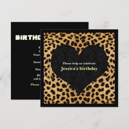 Uitnodiging van Cheetah Print Party (Voorkant / Achterkant)