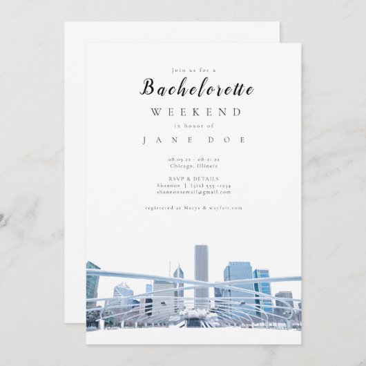 Uitnodiging van Chicago Bachelorette Party (Voorkant / Achterkant)