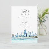 Uitnodiging van Chicago Skyline Bridal Shower (Staand voorkant)