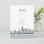 Uitnodiging van Chicago Skyline Bridal Shower (Staand voorkant)
