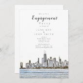 Uitnodiging van Chicago Skyline Engagement Party (Voorkant / Achterkant)