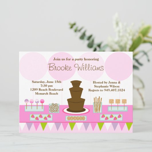 Uitnodiging van Chocolate Fountain Party (Staand voorkant)