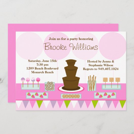 Uitnodiging van Chocolate Fountain Party (Voorkant / Achterkant)