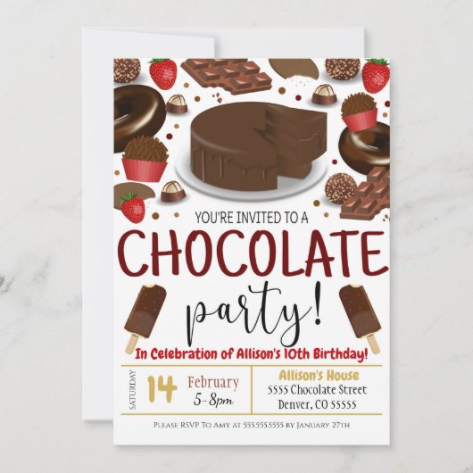 Uitnodiging van Chocolate Party (Voorkant)