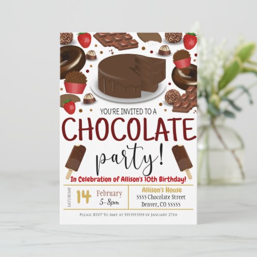 Uitnodiging van Chocolate Party (Staand voorkant)