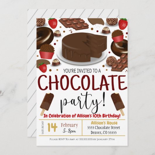 Uitnodiging van Chocolate Party (Voorkant / Achterkant)