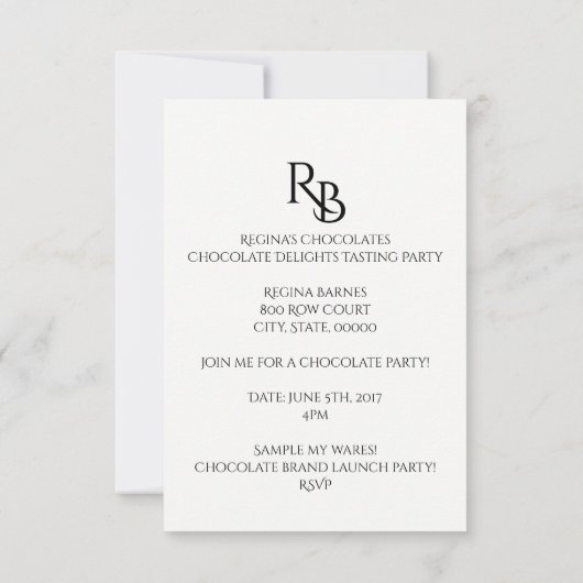 Uitnodiging van Chocolate Party (Achterkant)