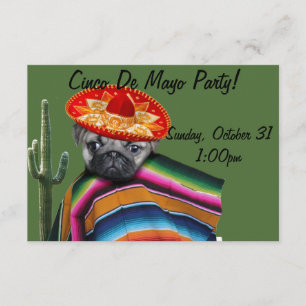 Uitnodiging van Cinco de Mayo Pug-partij