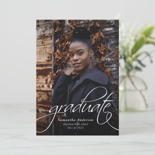 Uitnodiging van Classic Script Graduparty (Staand voorkant)