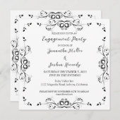 Uitnodiging van Classy Black Border Engagement Par (Voorkant / Achterkant)