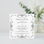 Uitnodiging van Classy Black Border Engagement Par (Staand voorkant)