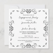 Uitnodiging van Classy Black Border Engagement Par (Voorkant)