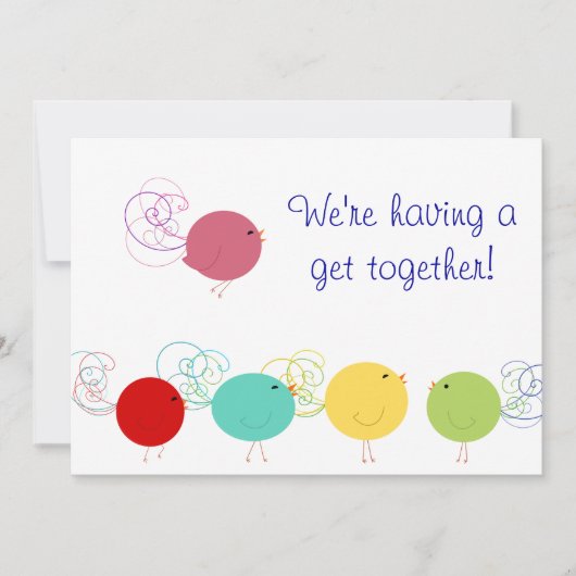 uitnodiging van Colorful Birdies (Voorkant)