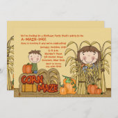 Uitnodiging van Corn Maze Party (Girl) (Voorkant / Achterkant)