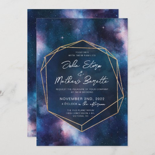 uitnodiging van Cosmos, Galactic Space Wedding Inv (Voorkant / Achterkant)