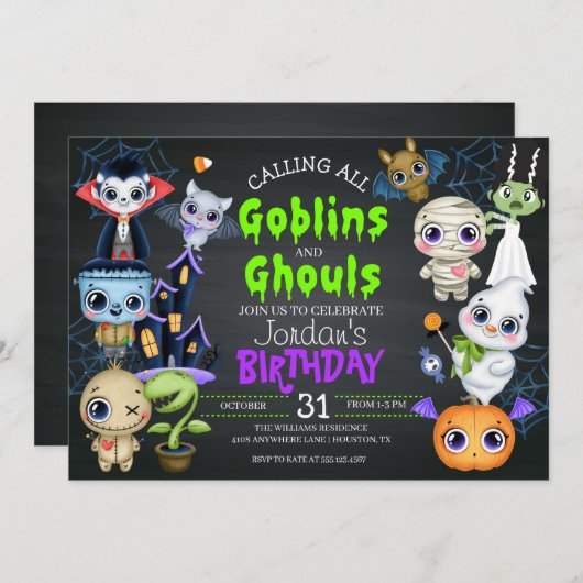 Uitnodiging van Costume-partij van Halloween Birth (Voorkant / Achterkant)